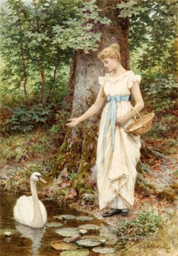 Country Girl by Henry James Johnstone British 02 Impressionist Oil Paintings